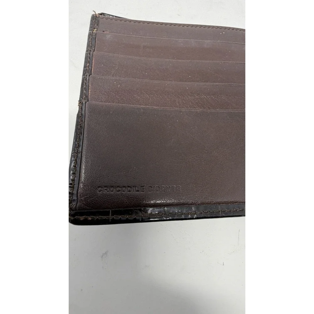 Badal Leather Wallet Black Crocodile Embossed Bifold Made Spain Mens Vintage
